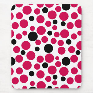 Tapis De Souris pois noir rouge rétro sur arrière - plan blanc