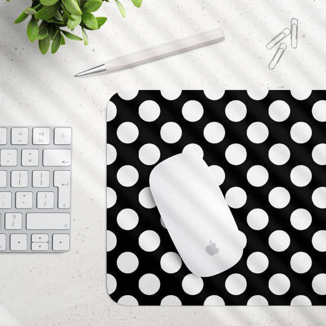 Tapis De Souris Pois noirs et blancs, Motif Polka (Créateur téléchargé)