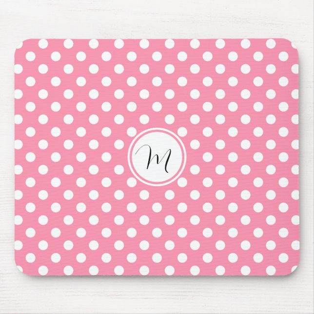 Tapis De Souris Pois roses et blancs (Devant)
