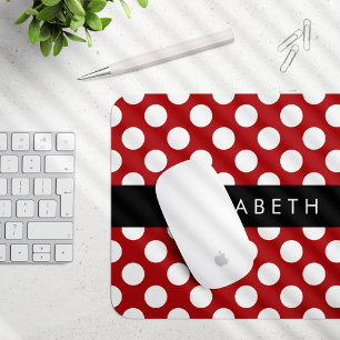 Tapis De Souris Pois Rouges, Motif Polka Dot, Votre Nom