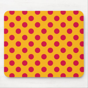 Tapis De Souris Pois rouges sur jaune