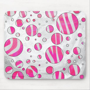 Tapis De Souris Pois Zèbre rose chaud et blanc