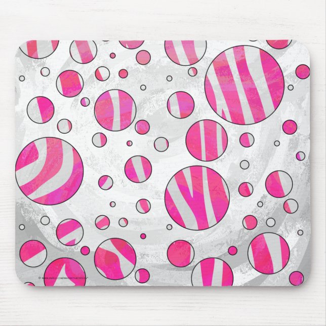 Tapis De Souris Pois Zèbre rose chaud et blanc (Devant)