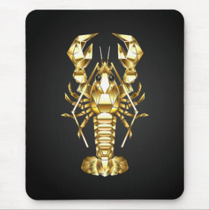 Tapis De Souris Poisson à langouste polygonale dorée sur noir