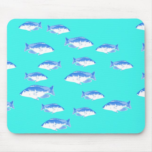 Tapis De Souris Poisson bleu turquoise (Devant)