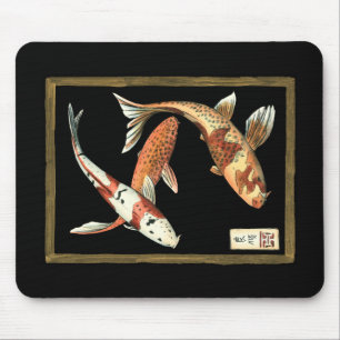 Tapis De Souris Poisson rouge de Koi de deux Japonais sur