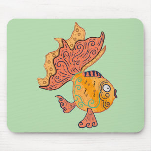 Tapis De Souris Poisson rouge fantaisiste d'art folklorique   Bohè