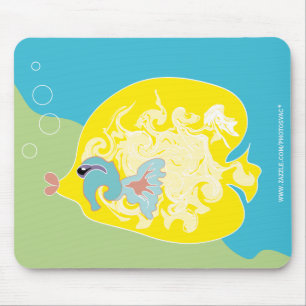 Tapis De Souris Poisson Tropical Fantaisiste Art Océanique