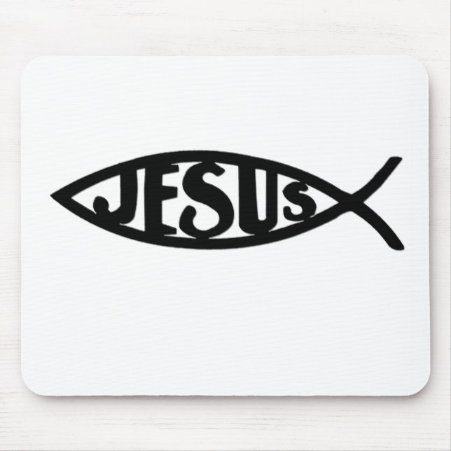 Tapis De Souris Poissons de Jésus (noir de tapis de souris) (Devant)