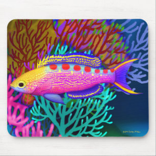 Tapis De Souris Poissons Mousepad de récif d'Anthias repérés par