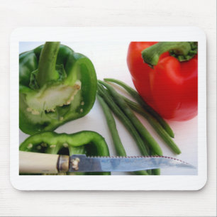 Tapis De Souris Poivrons verts et rouges avec haricots
