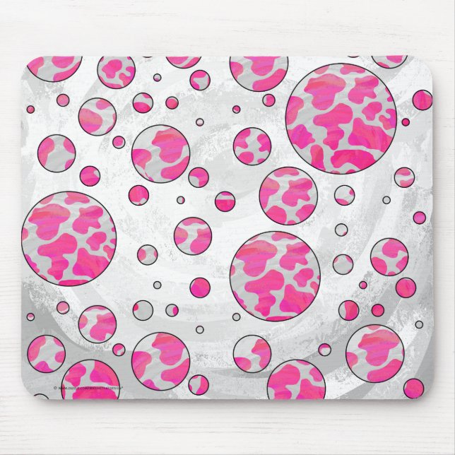 Tapis De Souris Poka Dot Vache rose et blanc (Devant)