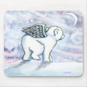 Tapis de souris Polar Bear Angel Cub par Molly Har