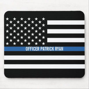 Tapis De Souris Police Mince Blue Line American Flag Ajouter un no