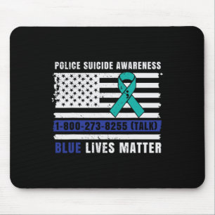 Tapis De Souris Police Sensibilisation au suicide Bleu Vit la loi