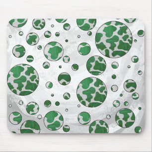 Tapis De Souris Polis Dot Vache vert et blanc Impression