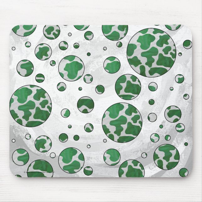 Tapis De Souris Polis Dot Vache vert et blanc Impression (Devant)