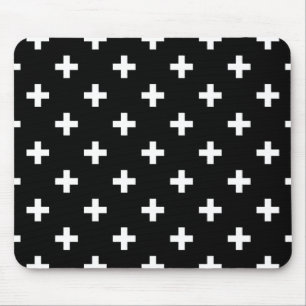Tapis De Souris Polka blanche croise sur noir