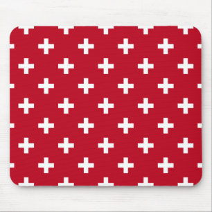 Tapis De Souris Polka blanche croise sur rouge