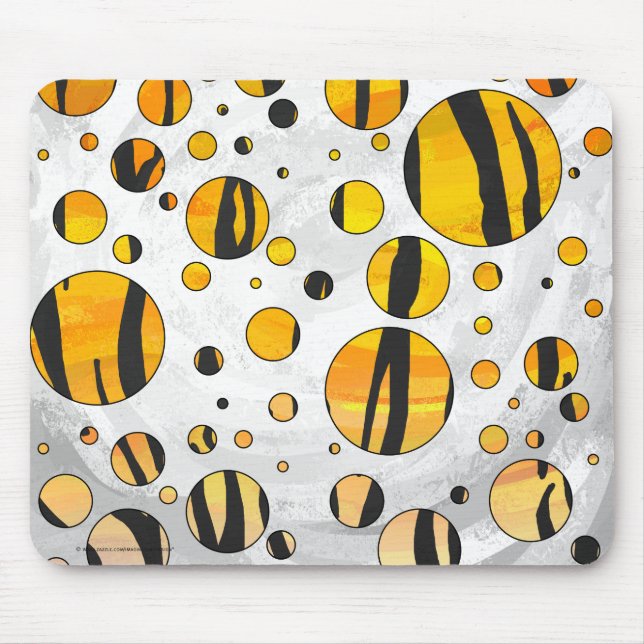 Tapis De Souris Polka Dot Tiger noir et orange (Devant)
