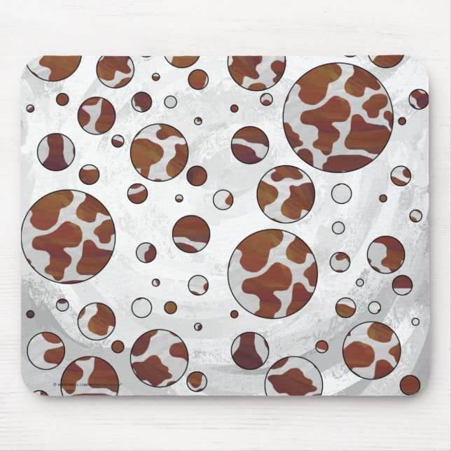 Tapis De Souris Polka Dot Vache Brown et blanche (Devant)