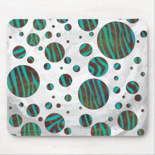 Tapis De Souris Polka Dot Zebra Brown et Turquoise