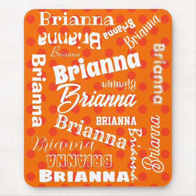 Tapis De Souris Polka Lover Orange pointillé Word Art personnalisé (Devant)