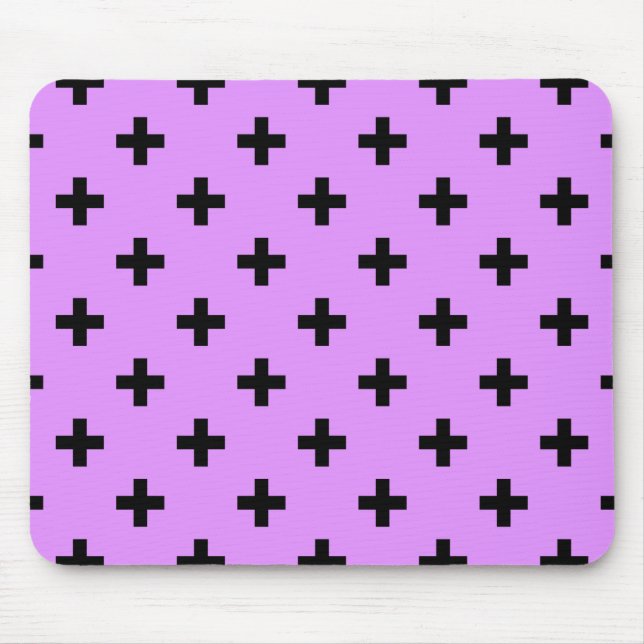 Tapis De Souris Polka noire croise sur lilas (Devant)
