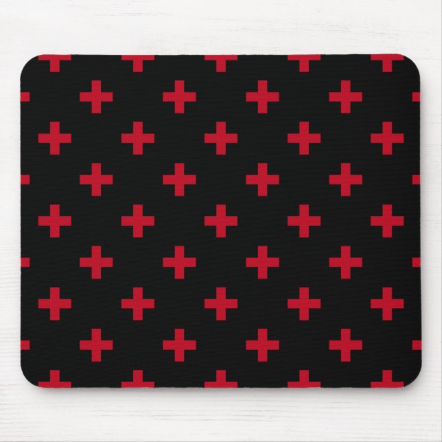 Tapis De Souris Polka rouge croise sur noir (Devant)