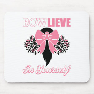 Tapis De Souris Pom-pom girl Cancer du sein Chemise rose Bow Cheer