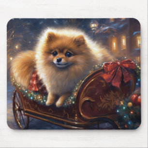 Tapis De Souris Pomeranian Noël Saison Festive Brosse
