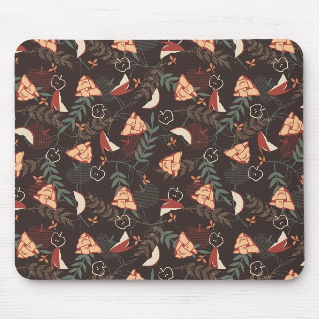 Tapis De Souris Pomme tarte à la florale modèle noir (Devant)
