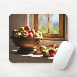Tapis De Souris Pommes Dans Un Bol En Bois