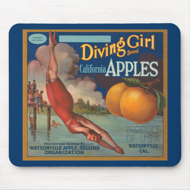 Tapis De Souris Pommes de la Californie de fille de plongée (Devant)
