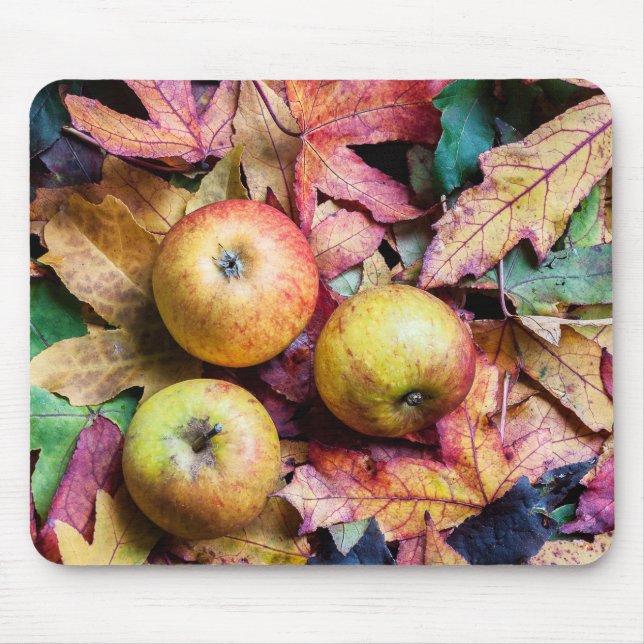 Tapis De Souris Pommes et feuilles d'automne (Devant)