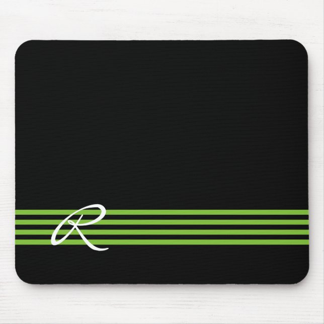 Tapis De Souris Pommes - Grandes vertes et noires avec Monogramme (Devant)