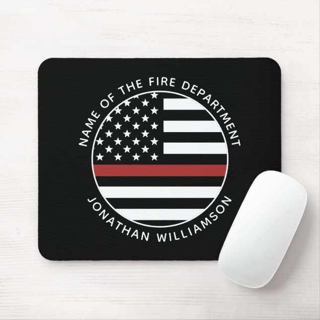 Tapis De Souris Pompier personnalisé Mince Red Line USA Drapeau (Avec souris)