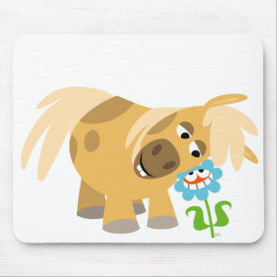 Tapis De Souris Poney et fleur tendres Mousepad de bande dessinée
