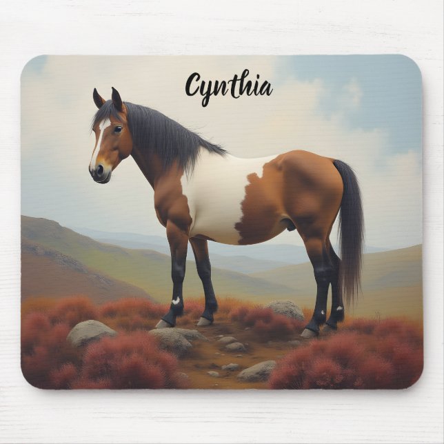 Tapis De Souris Poney Shetland brun et blanc (Devant)