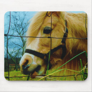 Tapis De Souris Pony miniature blond / Cheval Ciel bleu