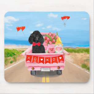Tapis De Souris Poodle Chien Saint-Valentin Coeurs de Camion