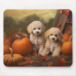 Tapis De Souris Poodle Chiot Automne Citrouille délice