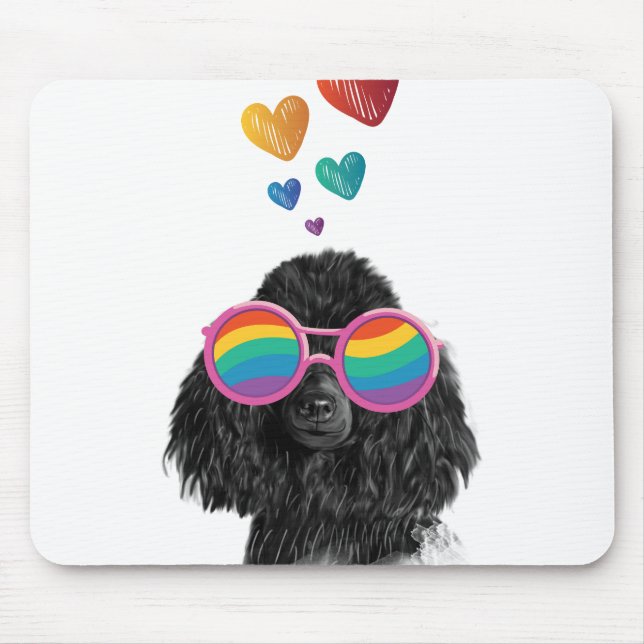 Tapis De Souris Poodle Dog with Hearts Saint-Valentin (Devant)