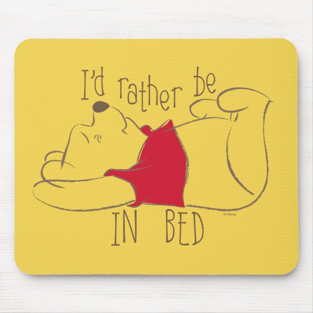Tapis De Souris Pooh | Je préfère être au lit (Devant)