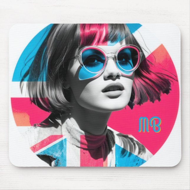 Tapis De Souris Pop Art Retro Chic Girl  (Devant)