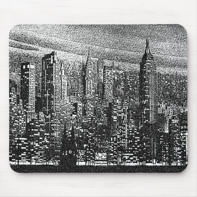 Tapis De Souris Pop Art Retro New York City Black White (Devant)