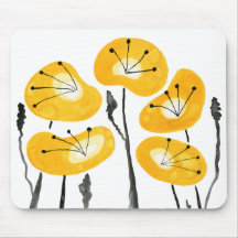 Poppies Jaunes, Lumineux Midsiècle Moderne, Unique