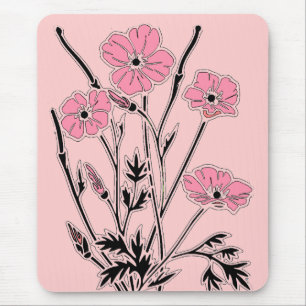 Tapis De Souris Poppies roses de Mousepad Vintage Art