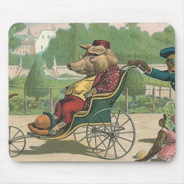Tapis De Souris "Porc cru dans fauteuil roulant" (Devant)