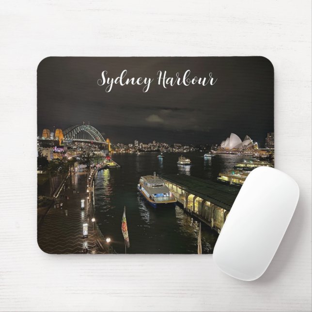Tapis De Souris Port de Sydney par nuit, Australie, photo (Avec souris)